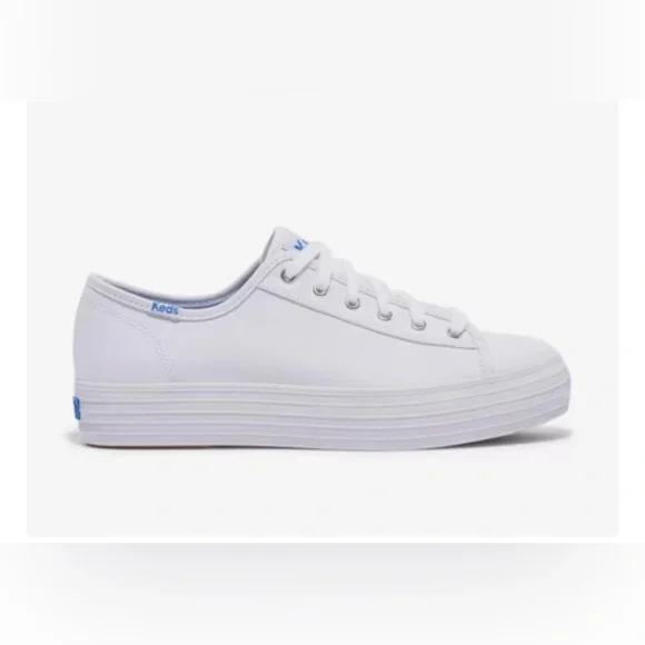 Keds Triple Kick White Leather Sneakers -8 - Picture 1 of 6